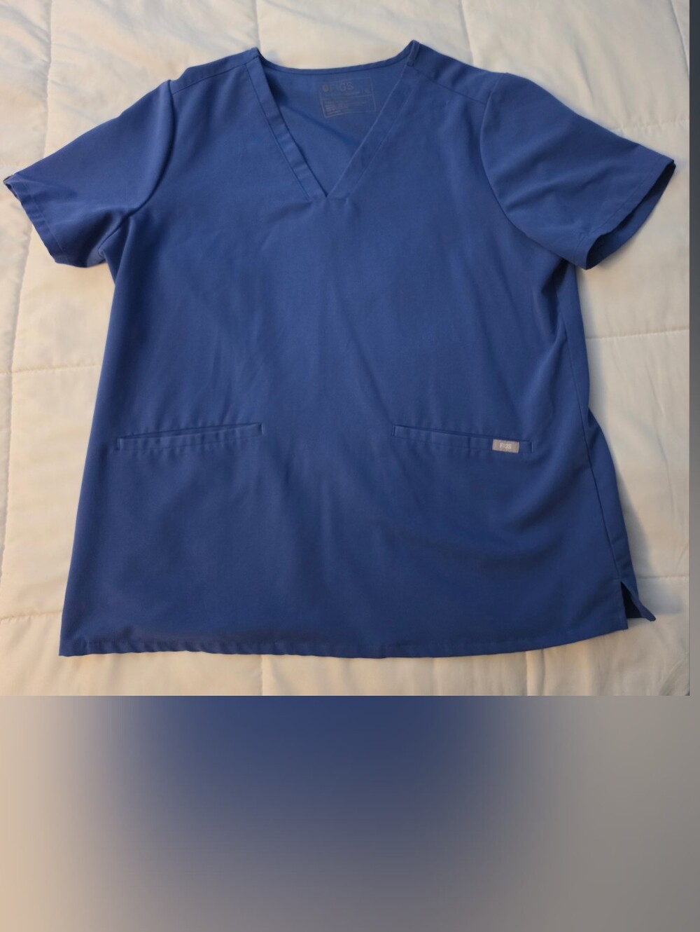Figs Royal Blue V-Neck Short Sleeve Scrub Top And Scrub Pants